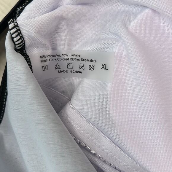 New Black and White One-Piece Illusion Slimming Swimsuit XL - Picture 5 of 10